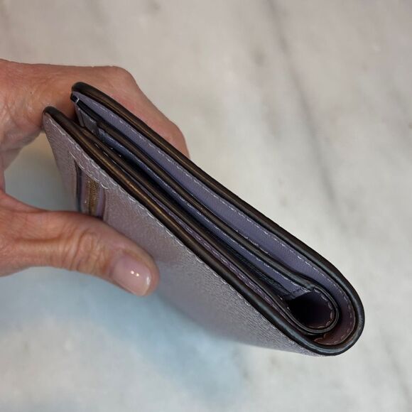 Kate Spade Wallet Leather Cross Grain Lavender Bifold Compact - Picture 9 of 15